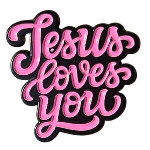 Jesus Loves You Pink Verbiage Christian Enamel Pin